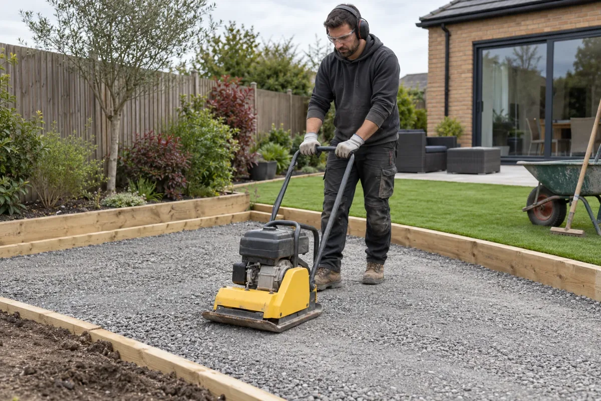 Artificial grass ground preparation work