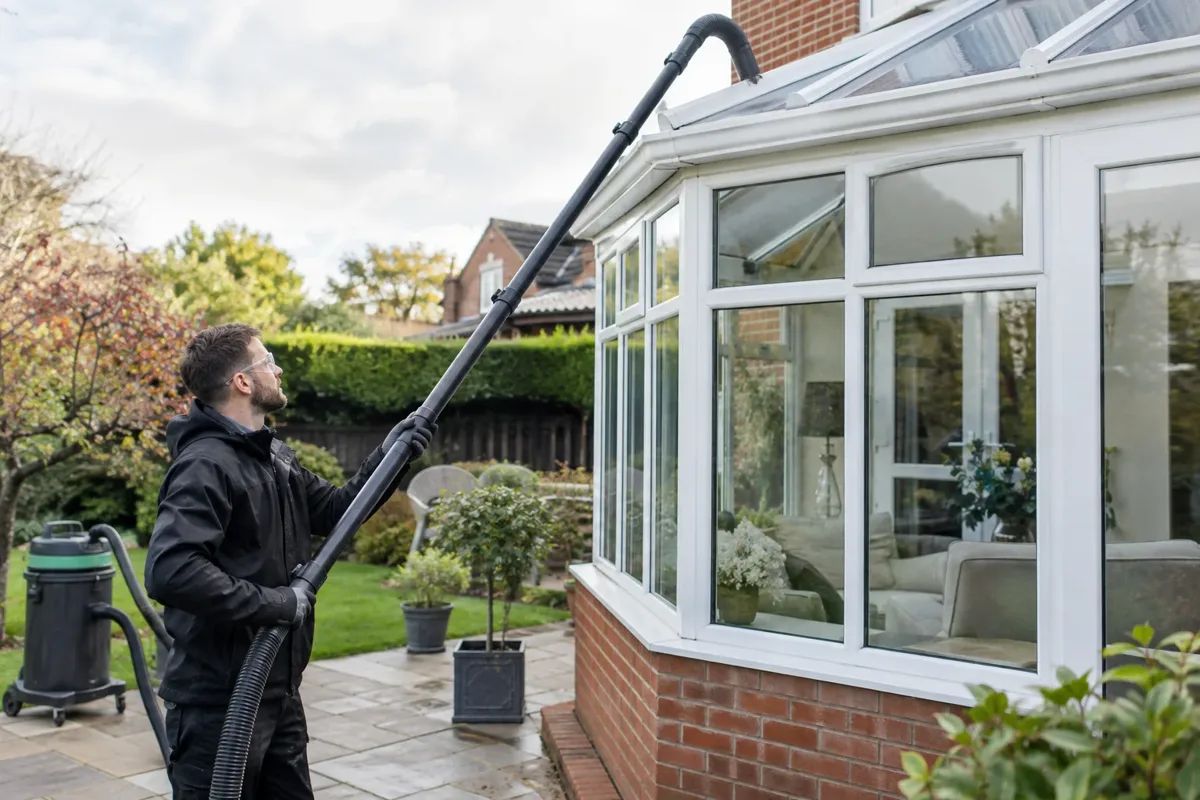 Conservatory gutter cleaning work