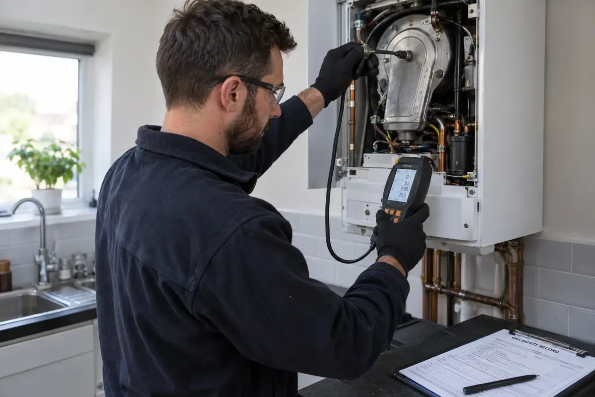Gas Safe engineer carrying out gas safety certificates
